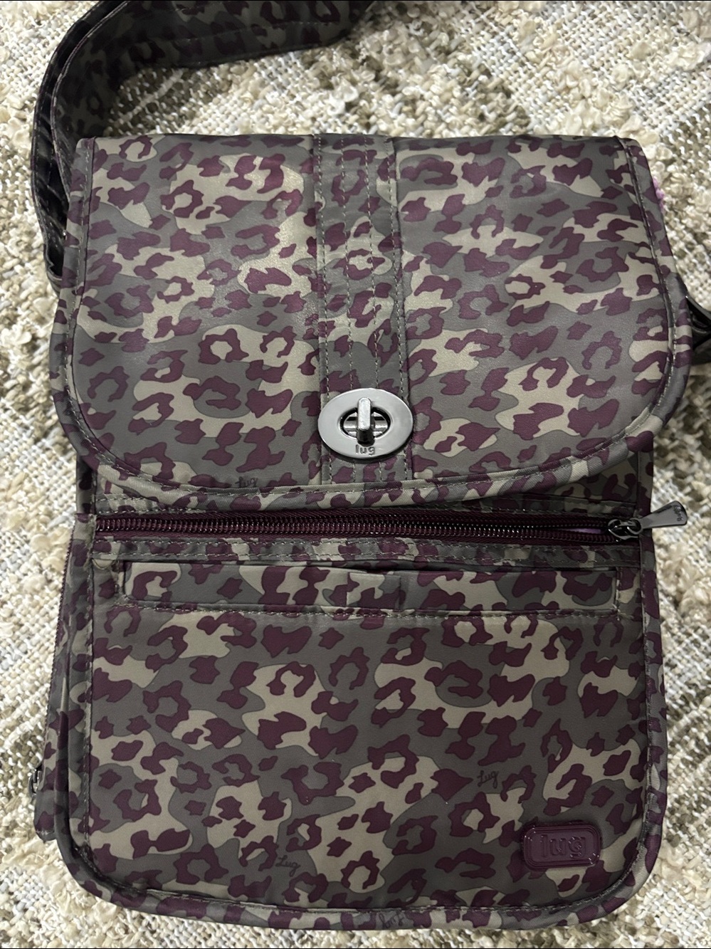 lug Olive and Plum Leopard Print Crossbody Bag - Picture 3 of 13